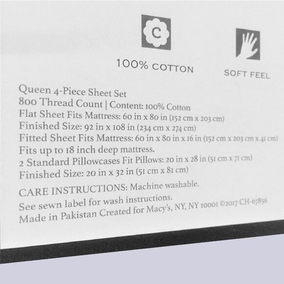 new WISTERIA Charter Club Sleep Luxe 800 TC 100% Cotton Sateen QUEEN Sheet Set - Picture 3 of 9